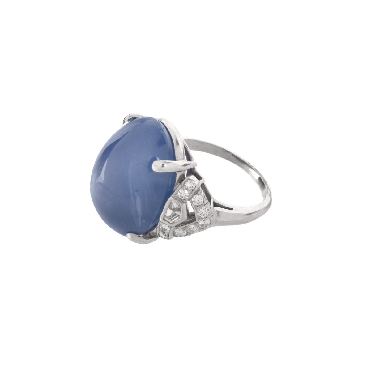 Deco Sapphire, Diamond and Platinum Ring