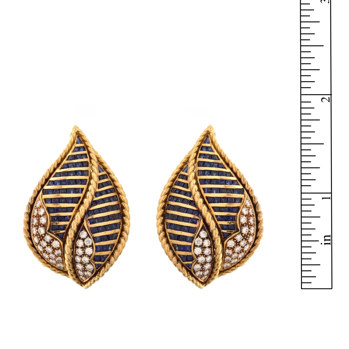 Diamond, Sapphire and 18K Earrings