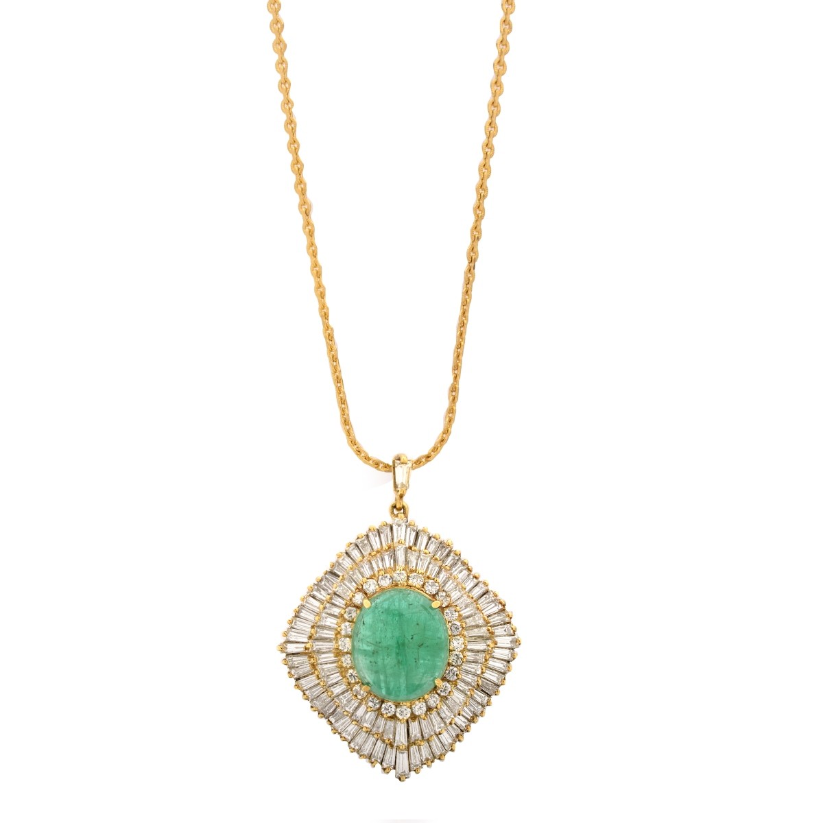 Diamond, Emerald and 18K Pendant