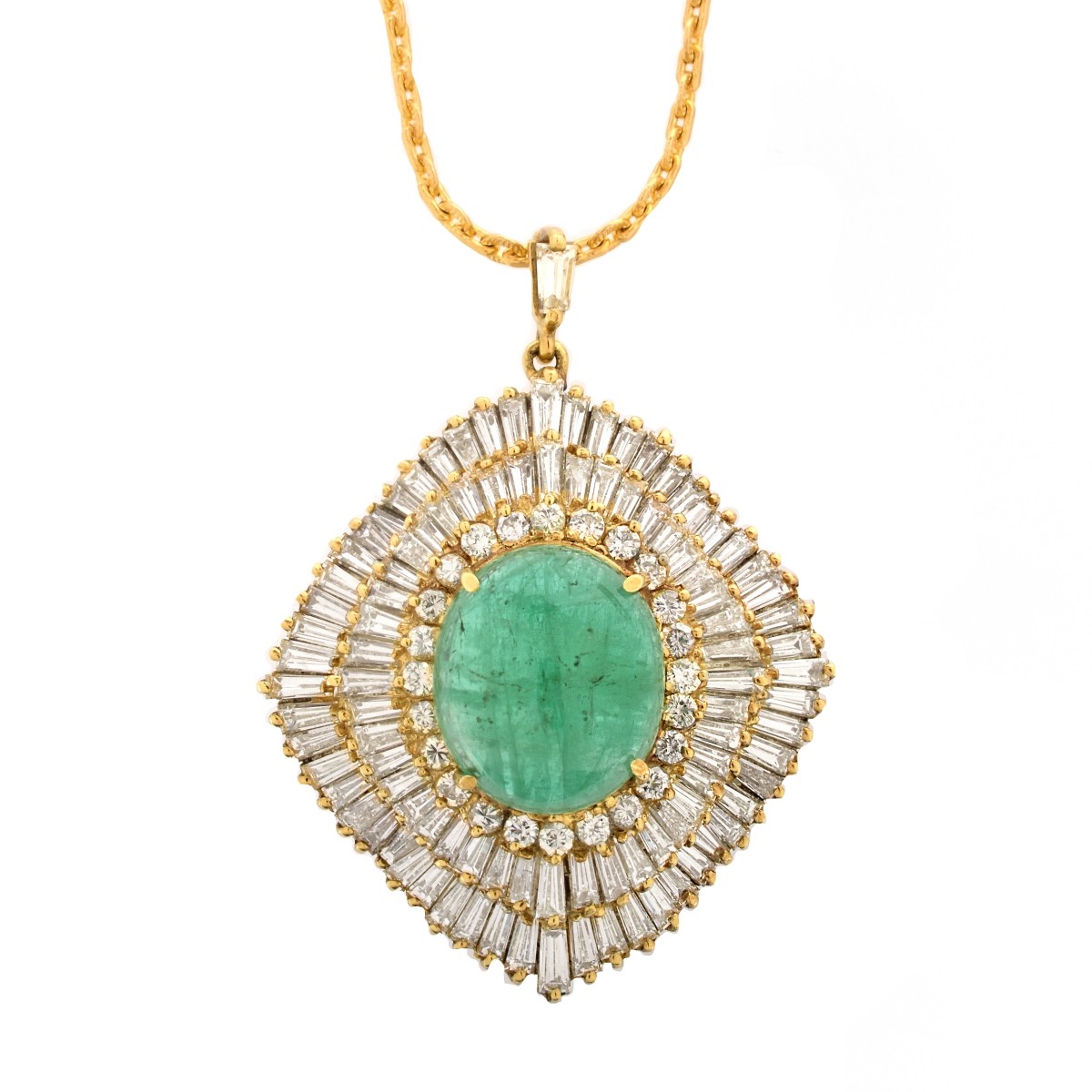 Diamond, Emerald and 18K Pendant