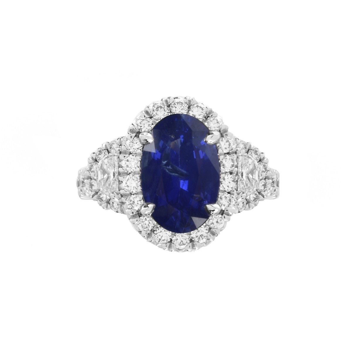 GIA Sapphire, Diamond and Platinum Ring