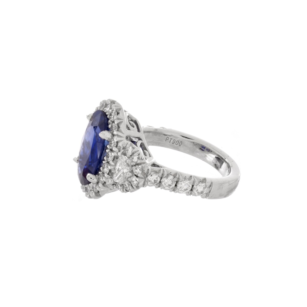 GIA Sapphire, Diamond and Platinum Ring