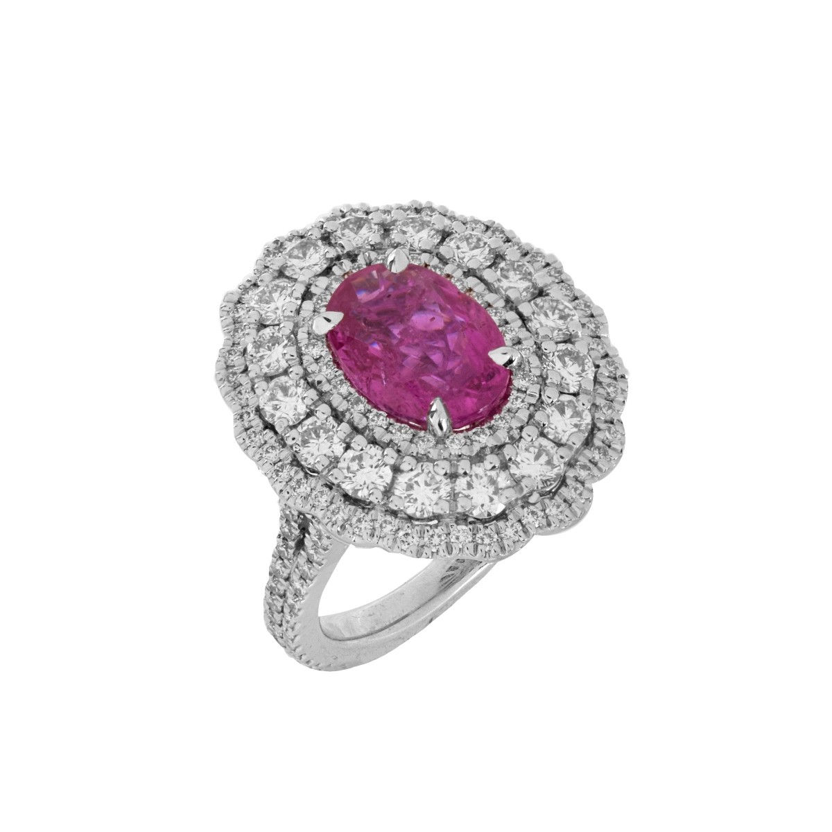 GIA Burma Ruby, Diamond and Platinum Ring