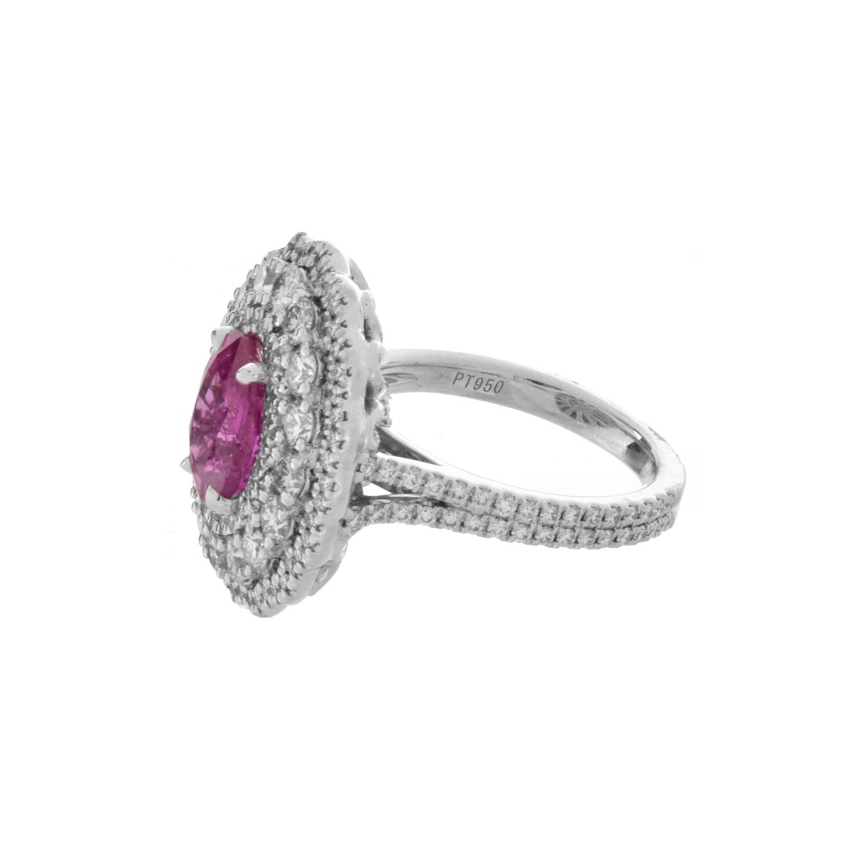 GIA Burma Ruby, Diamond and Platinum Ring