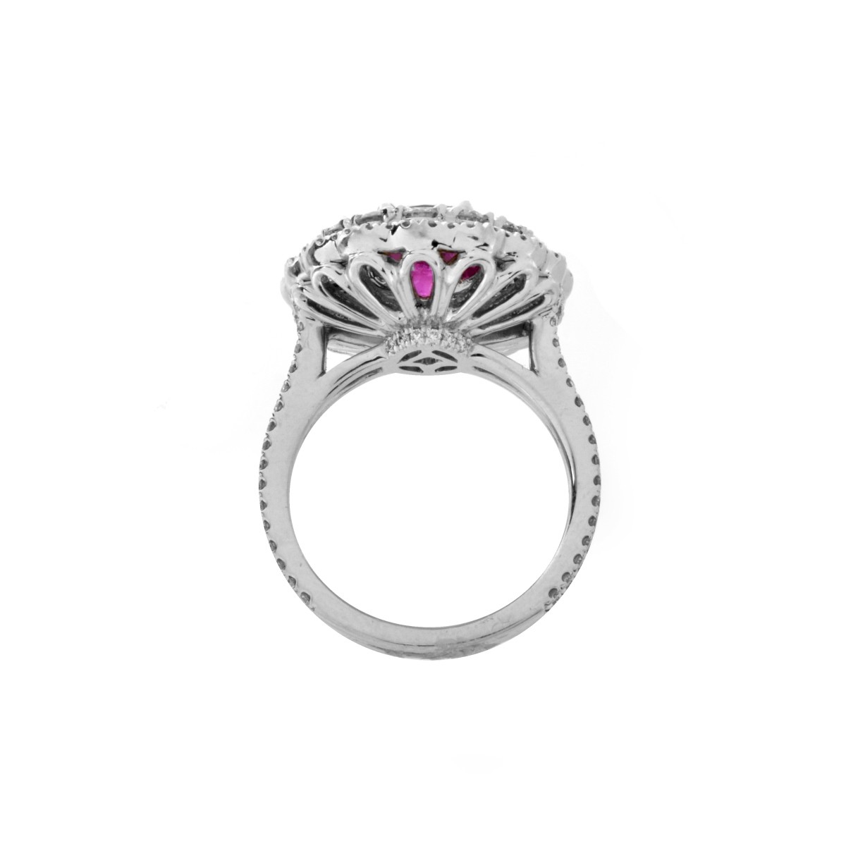 GIA Burma Ruby, Diamond and Platinum Ring