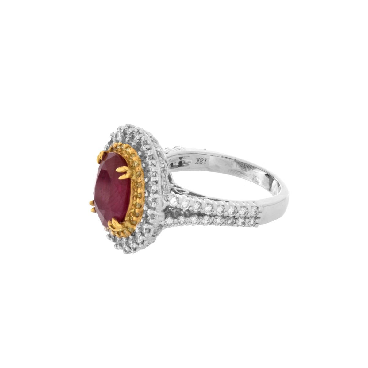 GIA Ruby, Diamond and 18K Ring