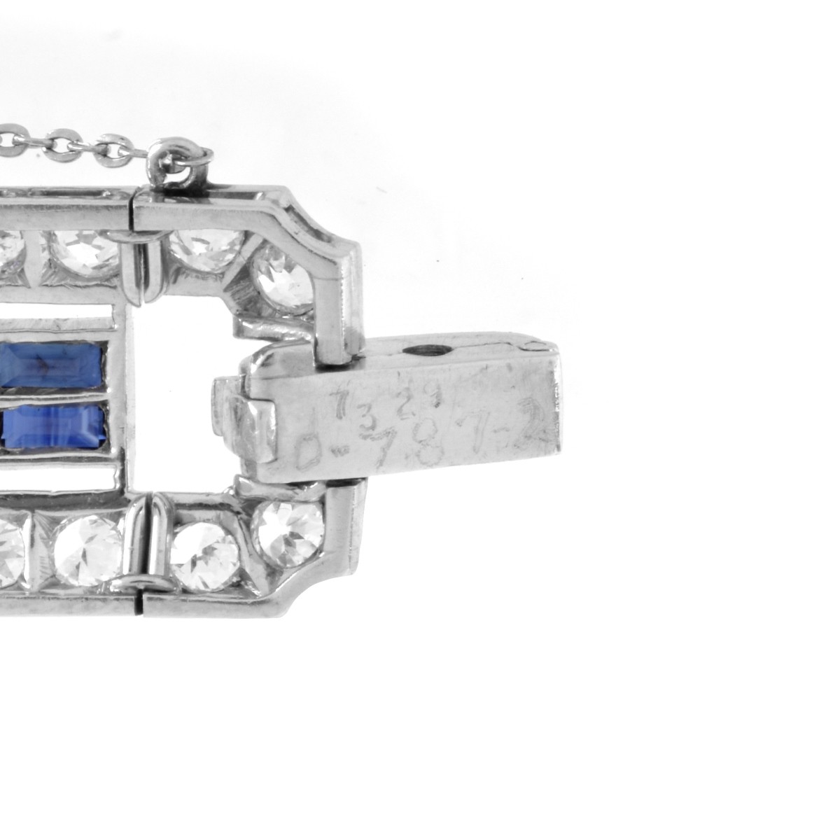 Deco Diamond, Sapphire and Platinum Bracelet