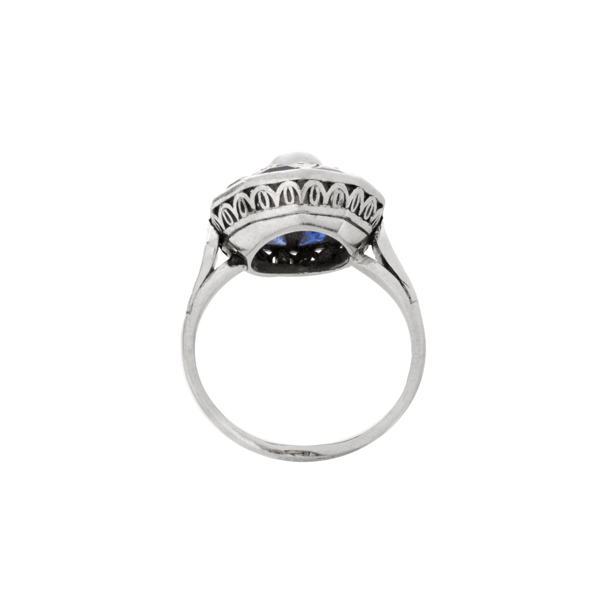 Deco Diamond, Sapphire and Pearl Ring