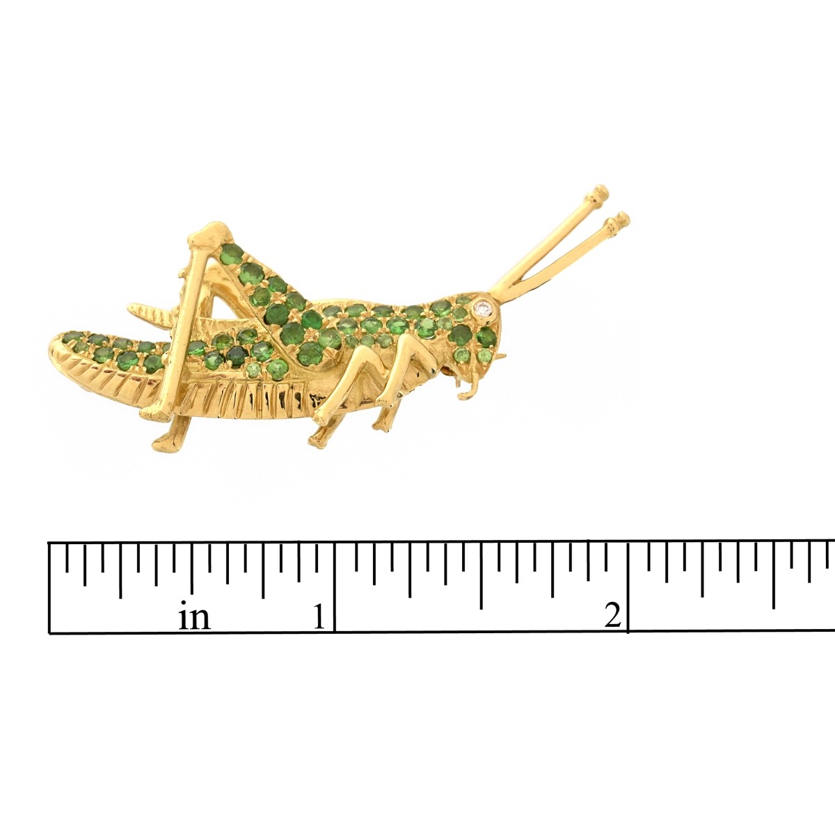 Garnet, Diamond and 18K Grasshopper Brooch