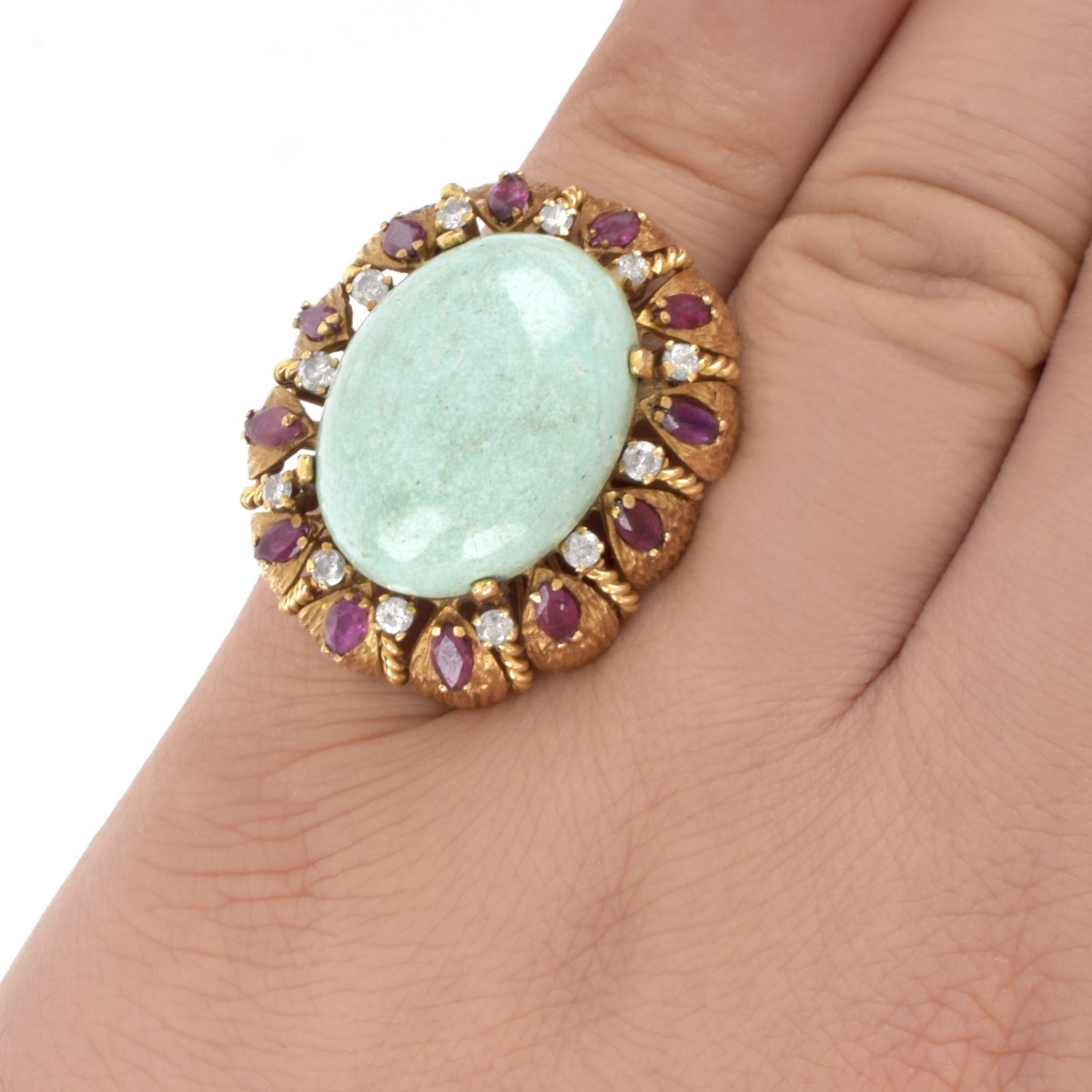 Amazonite, Ruby, Diamond and 18K Ring