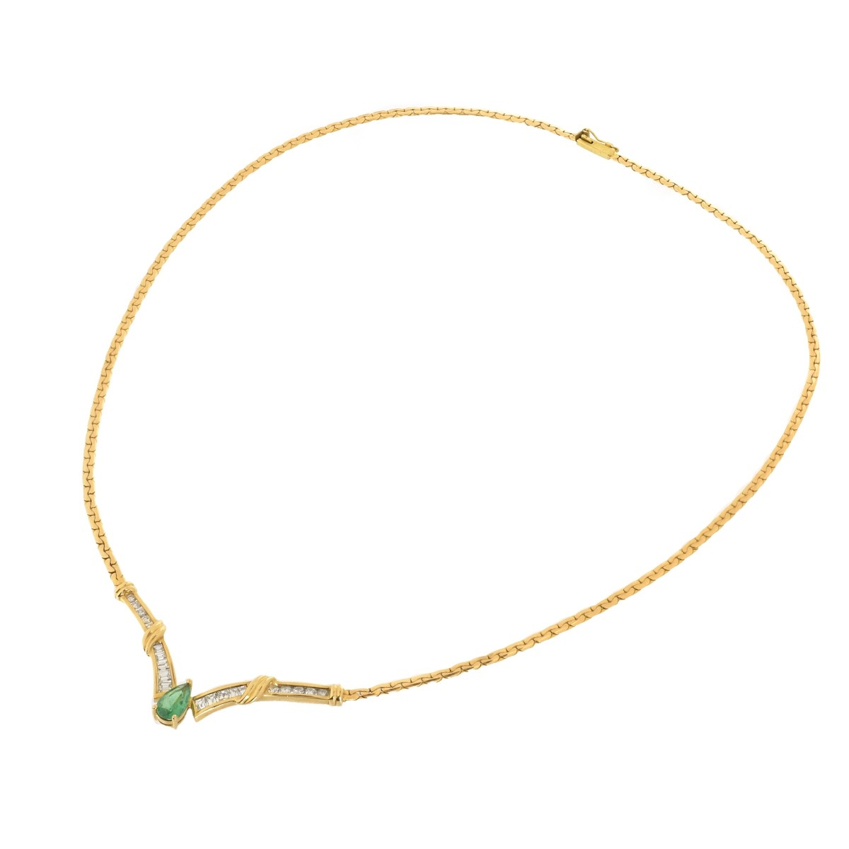 Emerald, Diamond and 14K Necklace