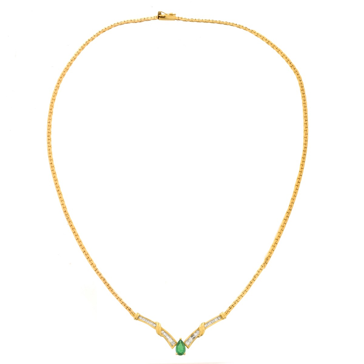 Emerald, Diamond and 14K Necklace