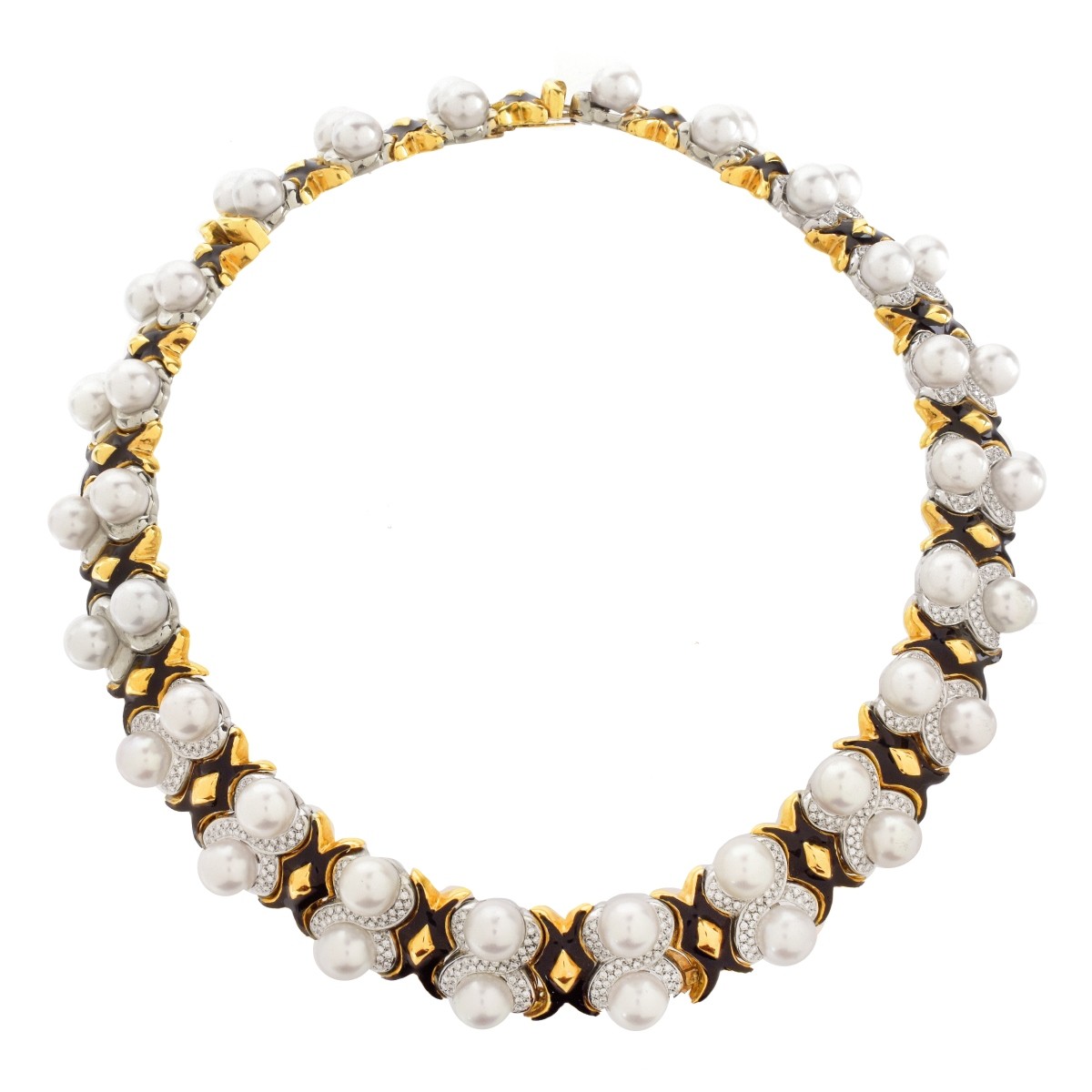 Diamond, Pearl and 18K Necklace