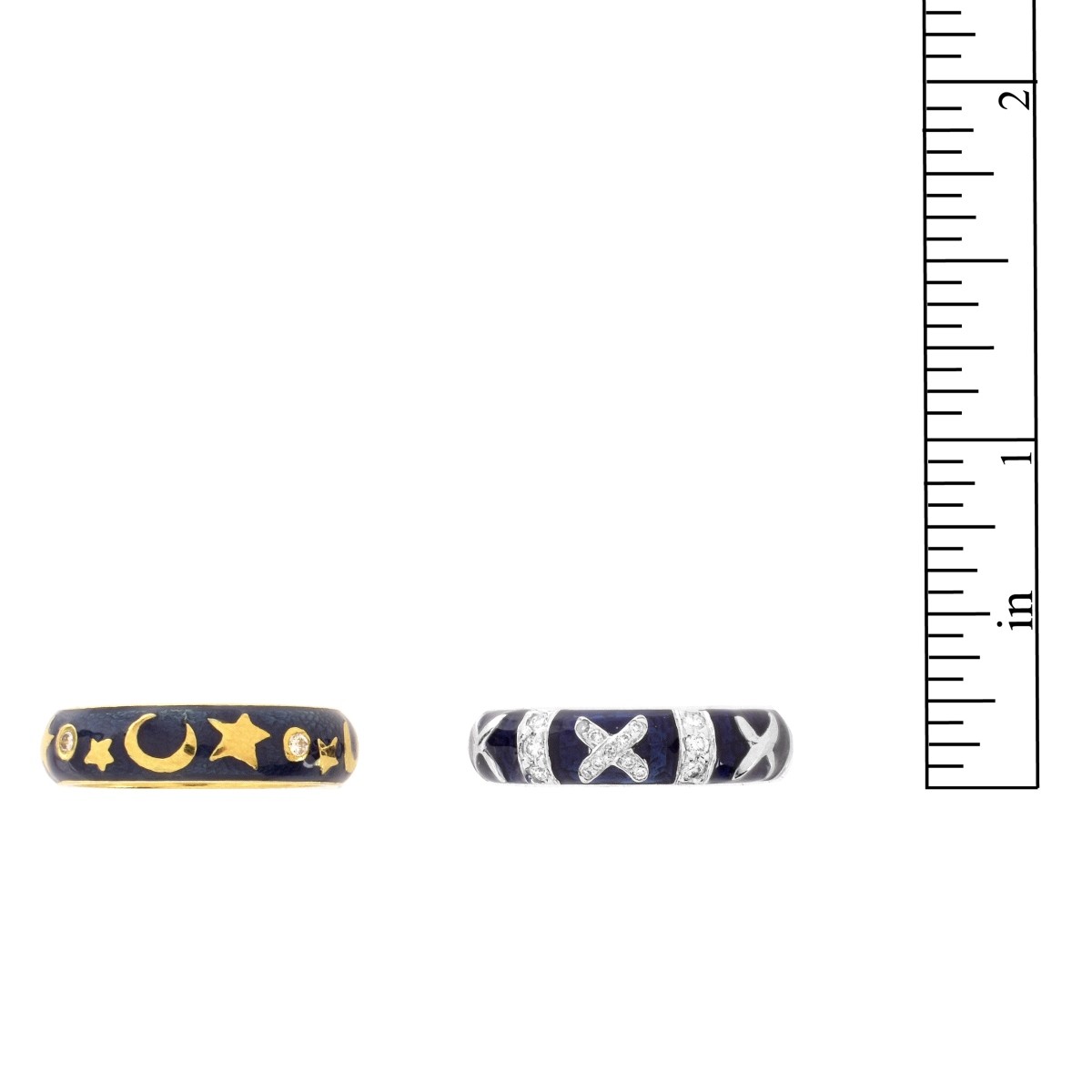 Two Diamond, Enamel and 18K Rings