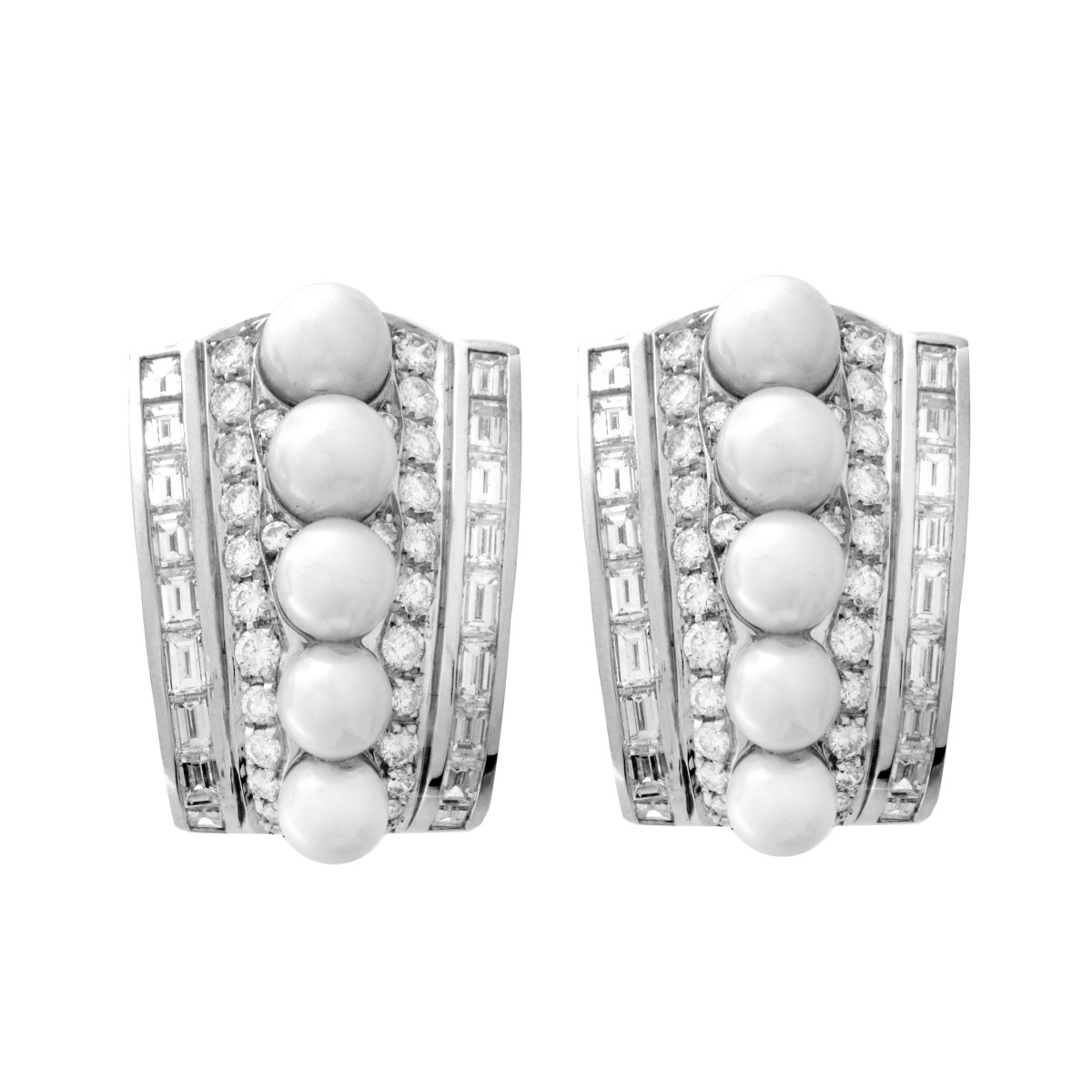 Diamond, Pearl and 18K Earrings