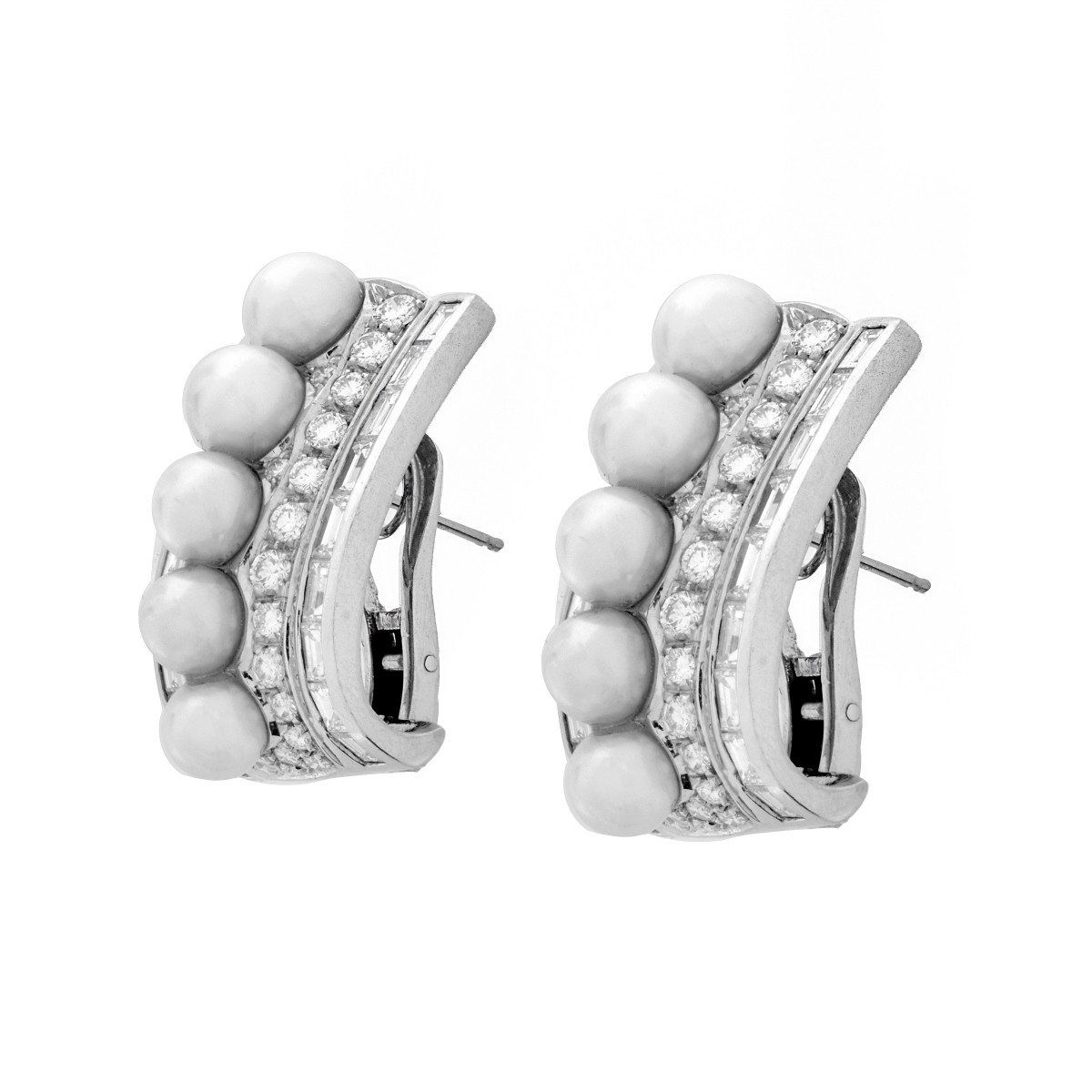 Diamond, Pearl and 18K Earrings