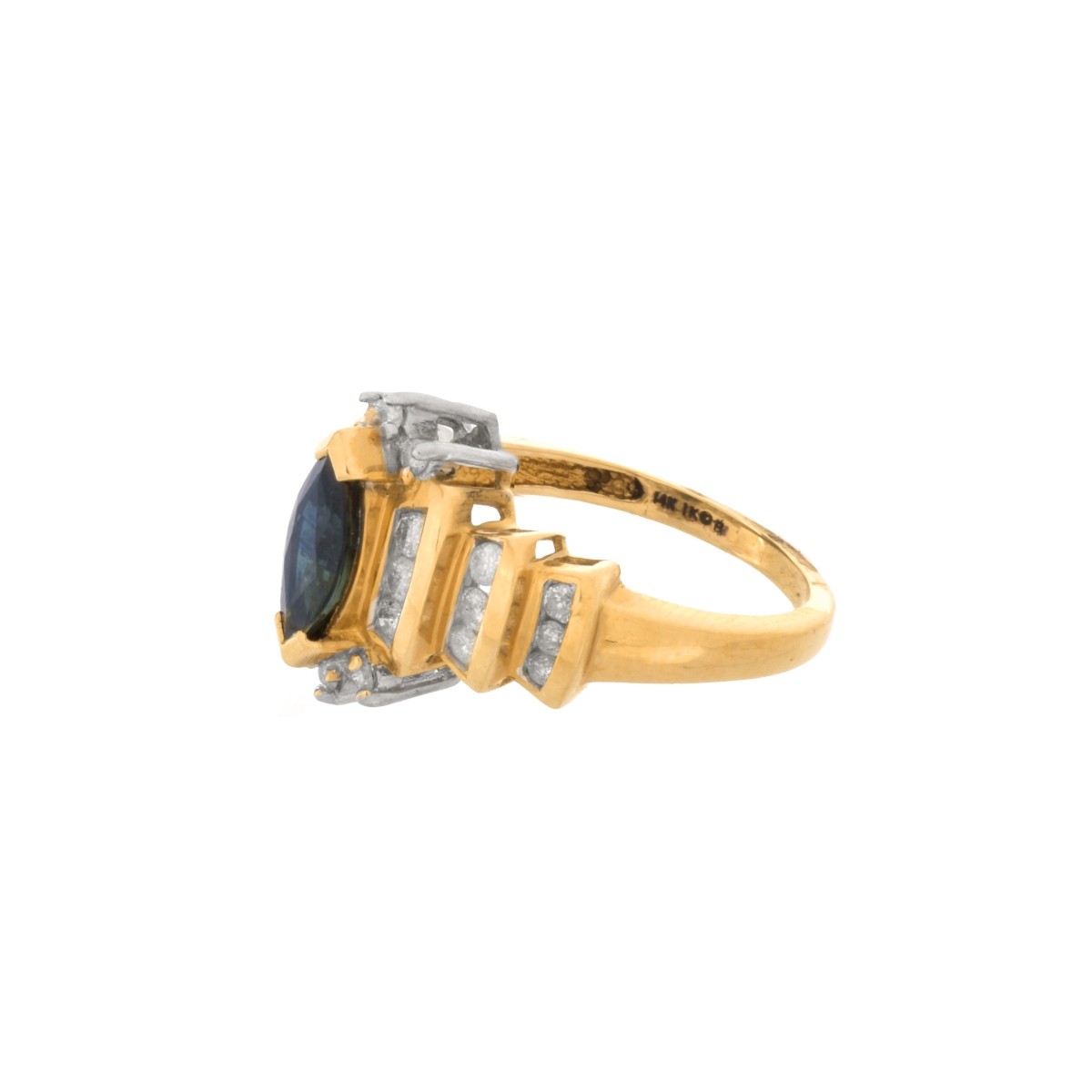 Sapphire, Diamond and 14K Ring