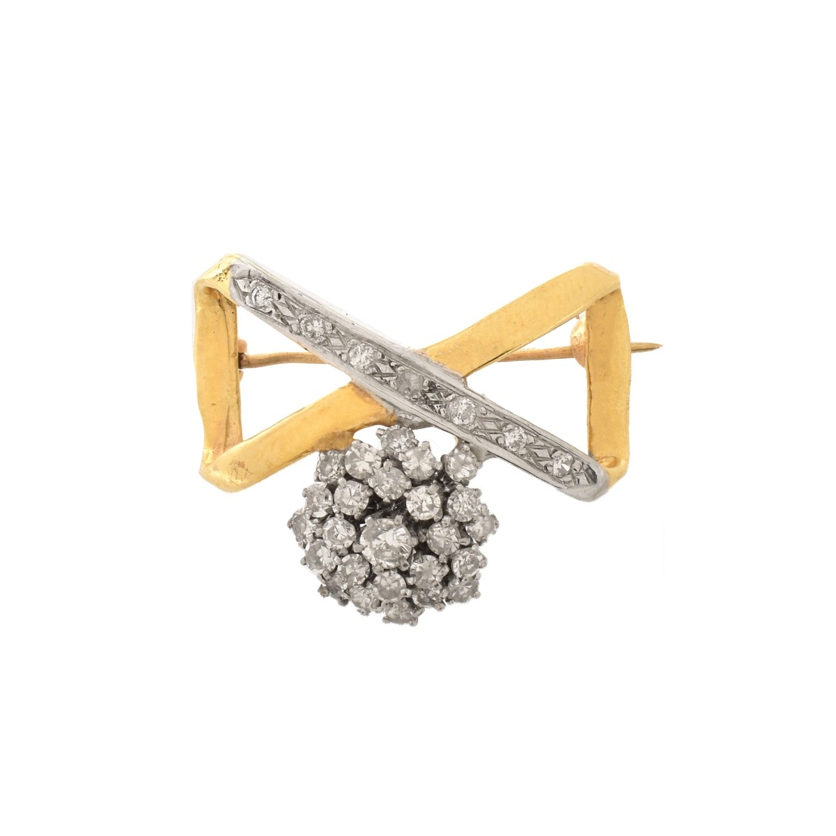 Diamond and 14K Brooch