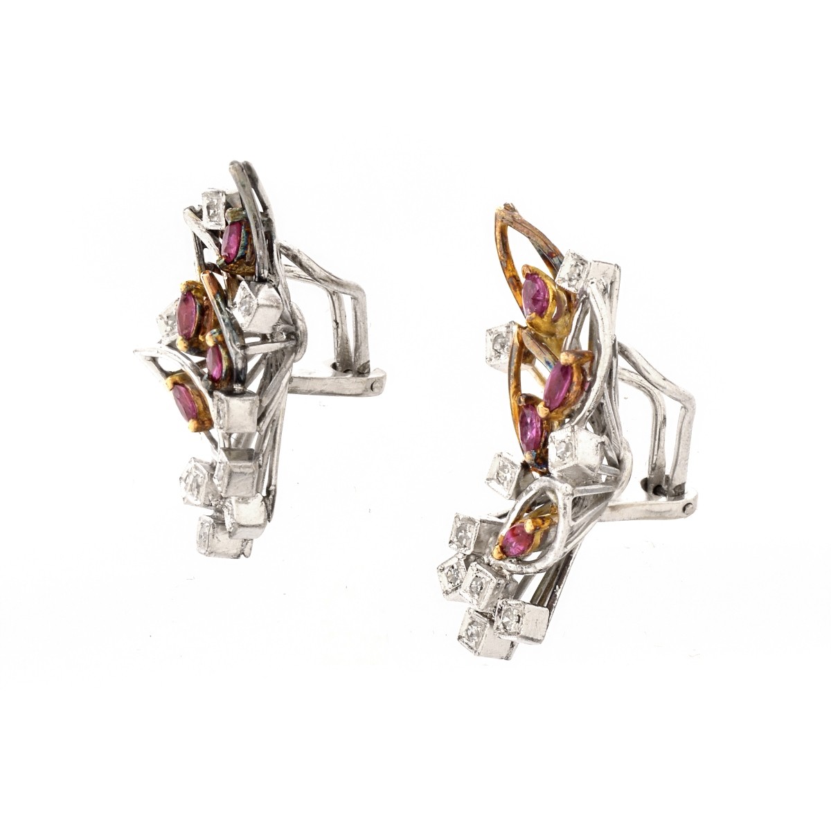 Ruby, Diamond and 10K Earrings