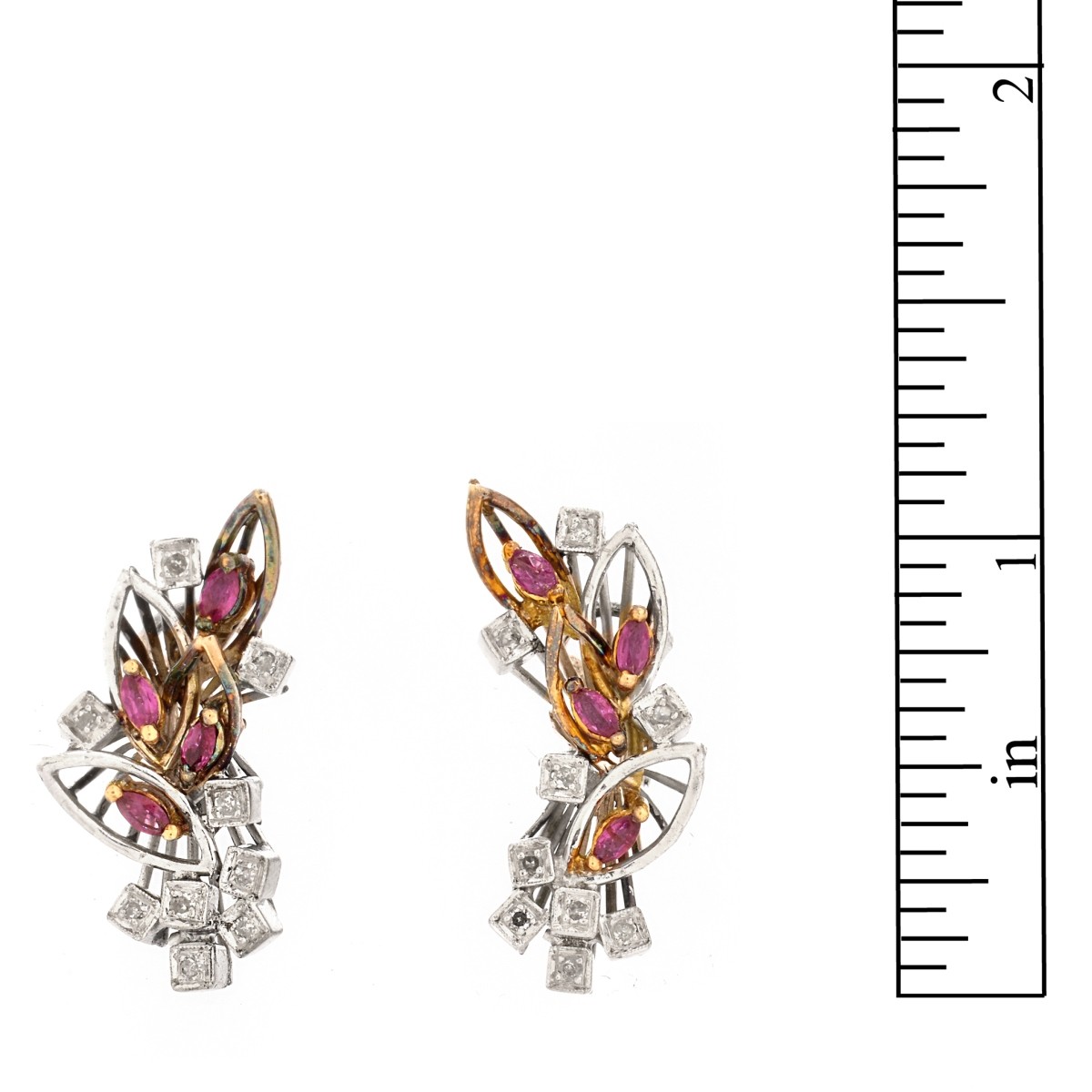 Ruby, Diamond and 10K Earrings