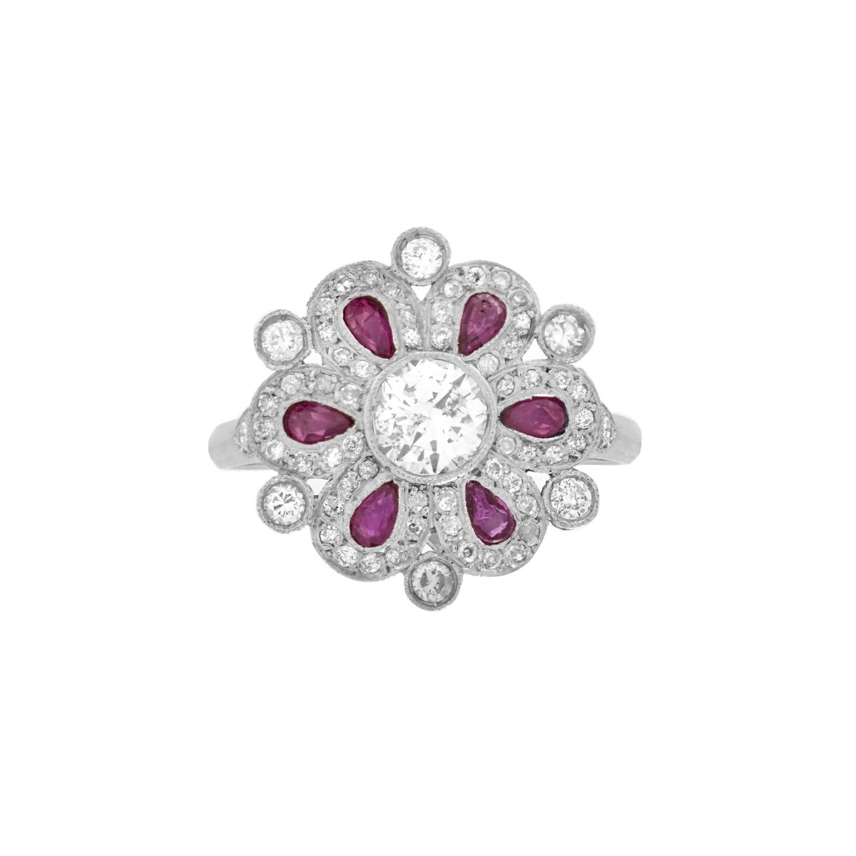 Diamond, Ruby and Platinum Ring