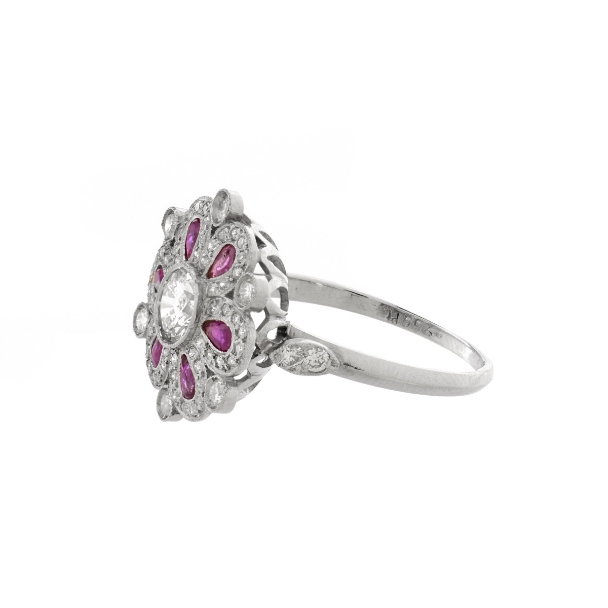 Diamond, Ruby and Platinum Ring