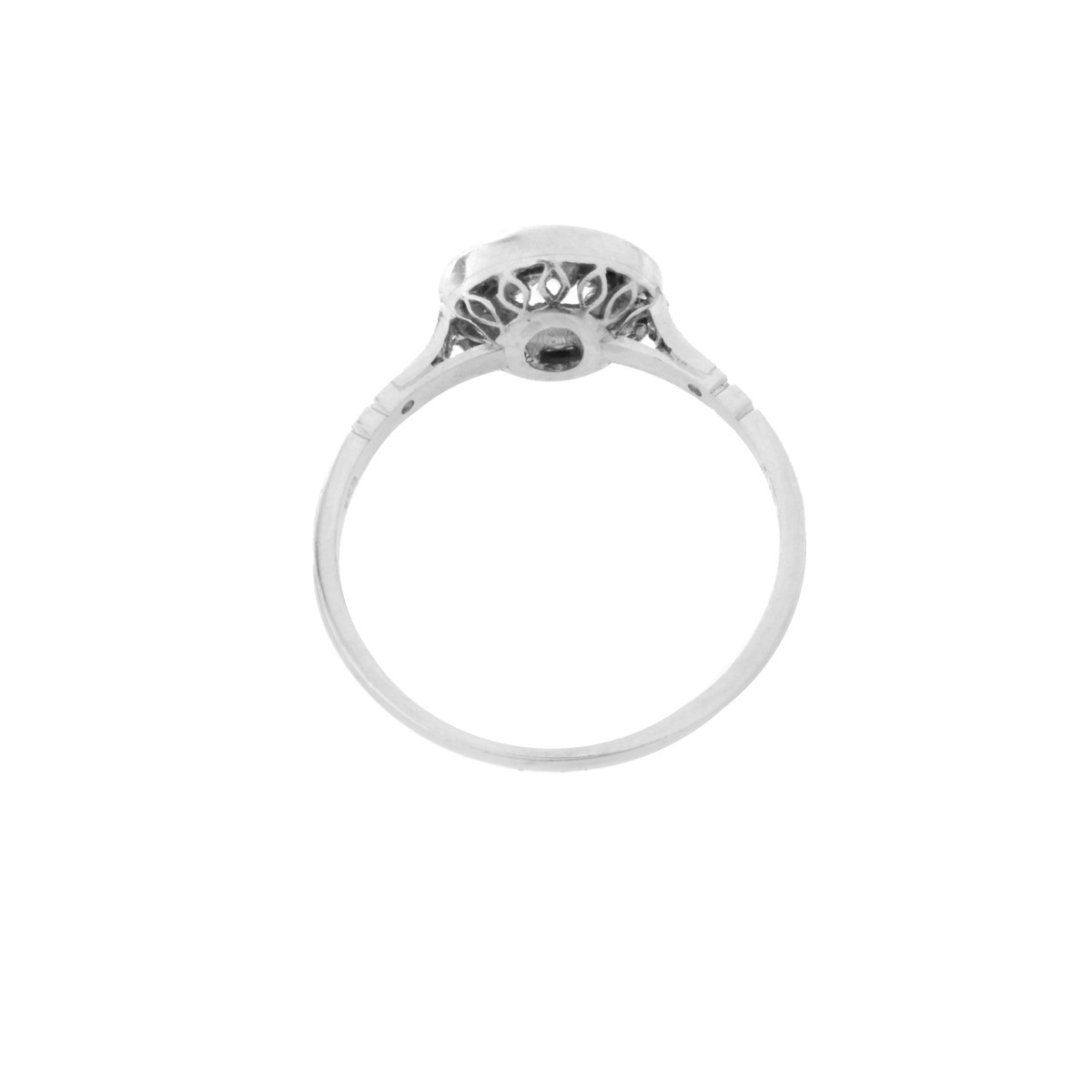 Deco Diamond, Sapphire and Platinum Ring