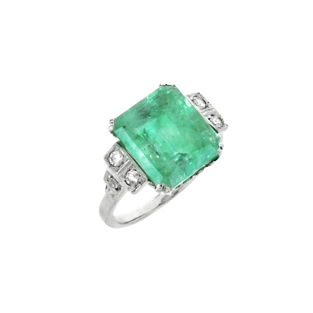 Emerald, Diamond and 18K Ring