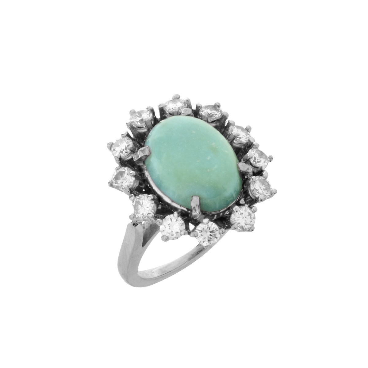 Turquoise, Diamond and 14K Ring