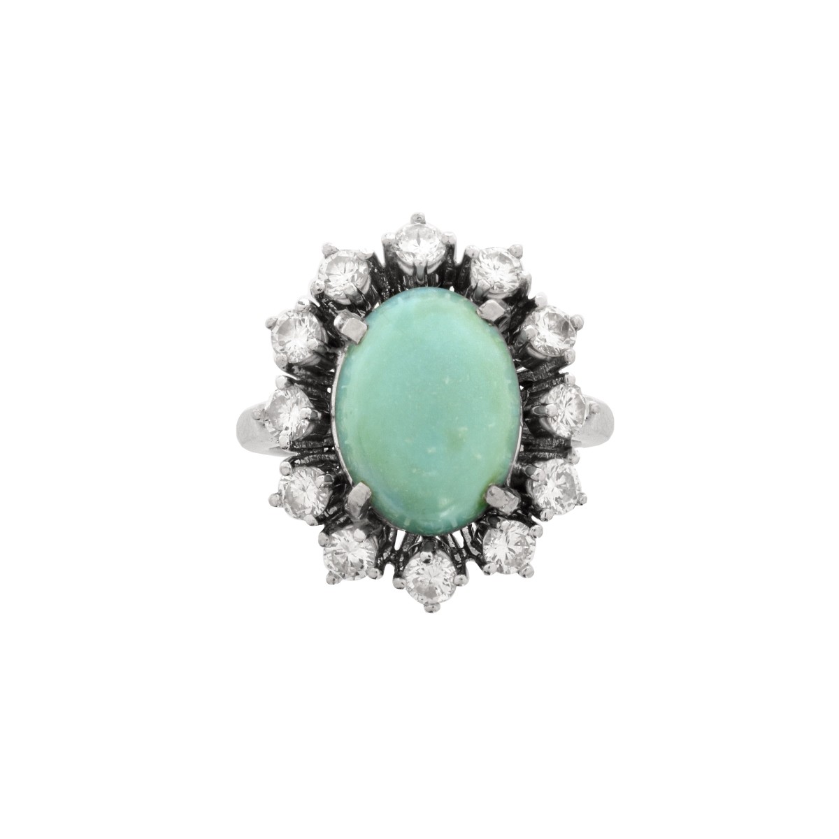 Turquoise, Diamond and 14K Ring