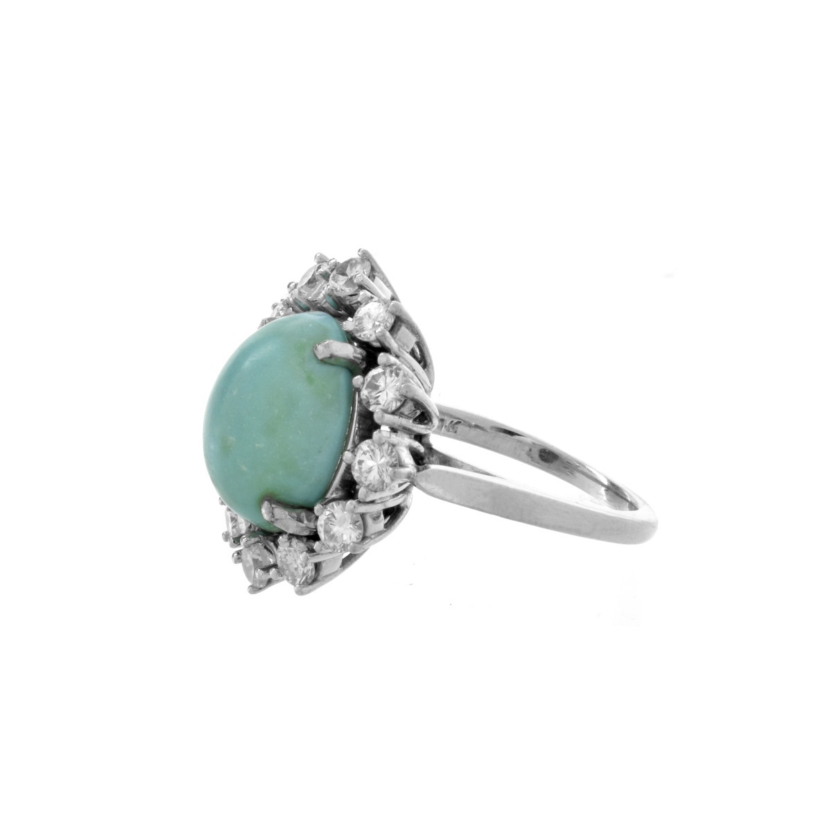 Turquoise, Diamond and 14K Ring