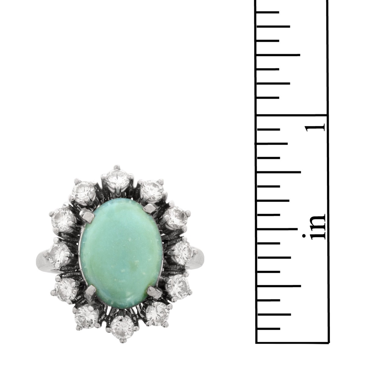 Turquoise, Diamond and 14K Ring