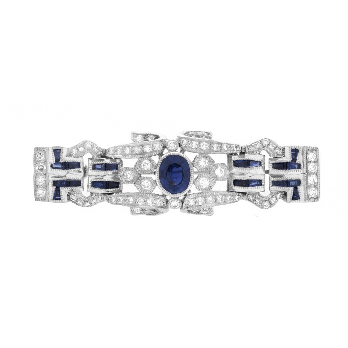 Sapphire, Diamond and 18K Brooch