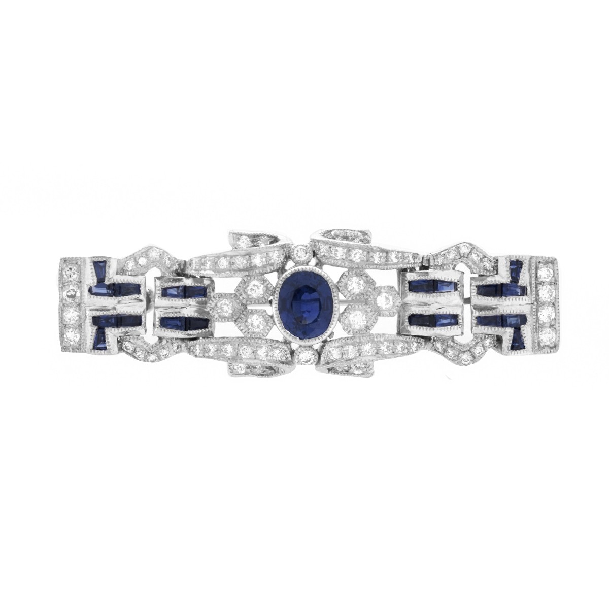 Sapphire, Diamond and 18K Brooch