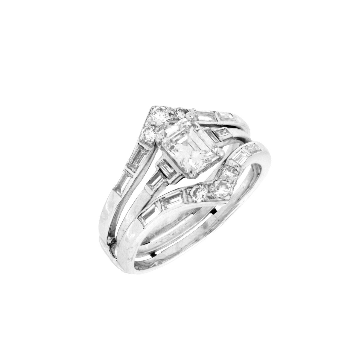 Diamond, Platinum and 14K Ring