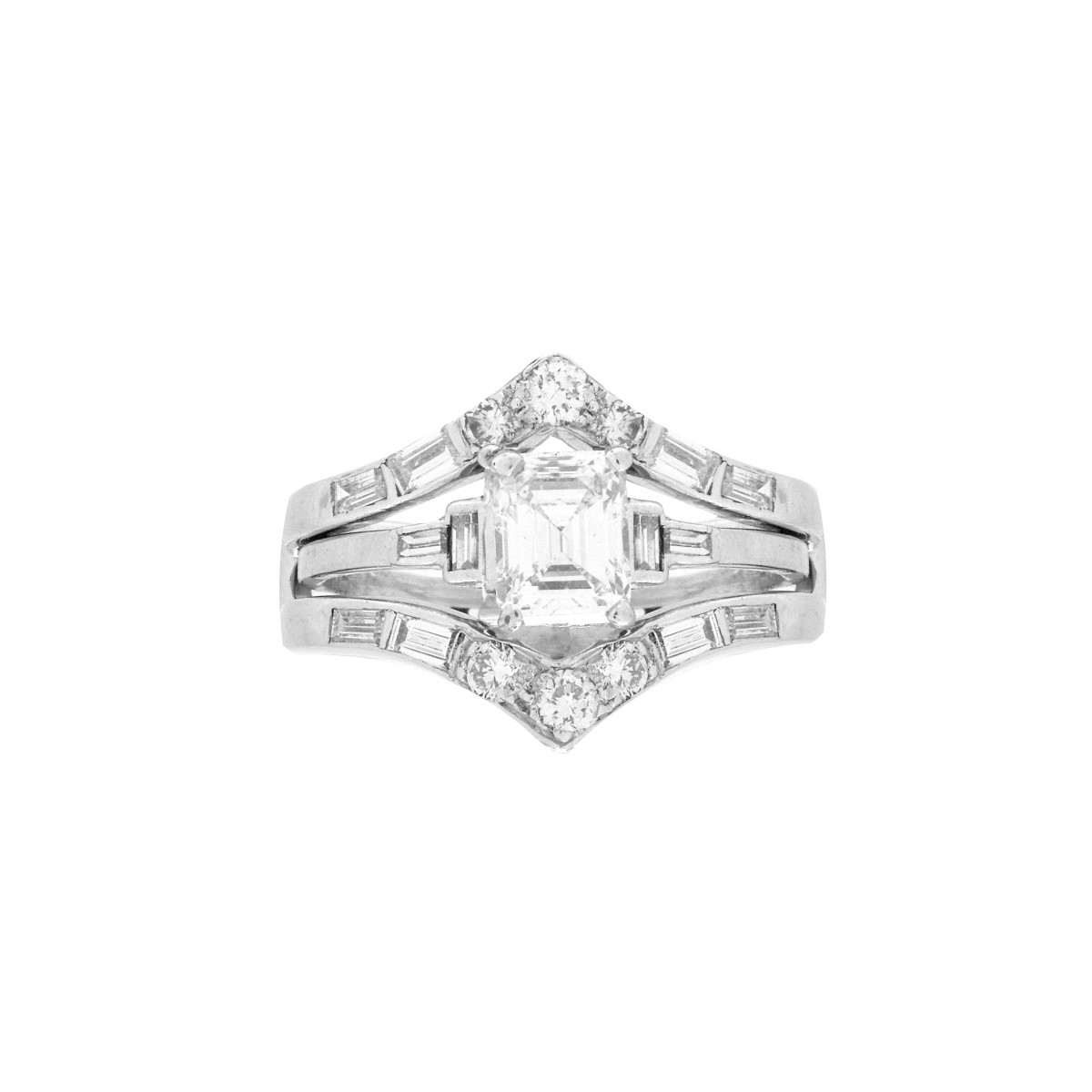 Diamond, Platinum and 14K Ring