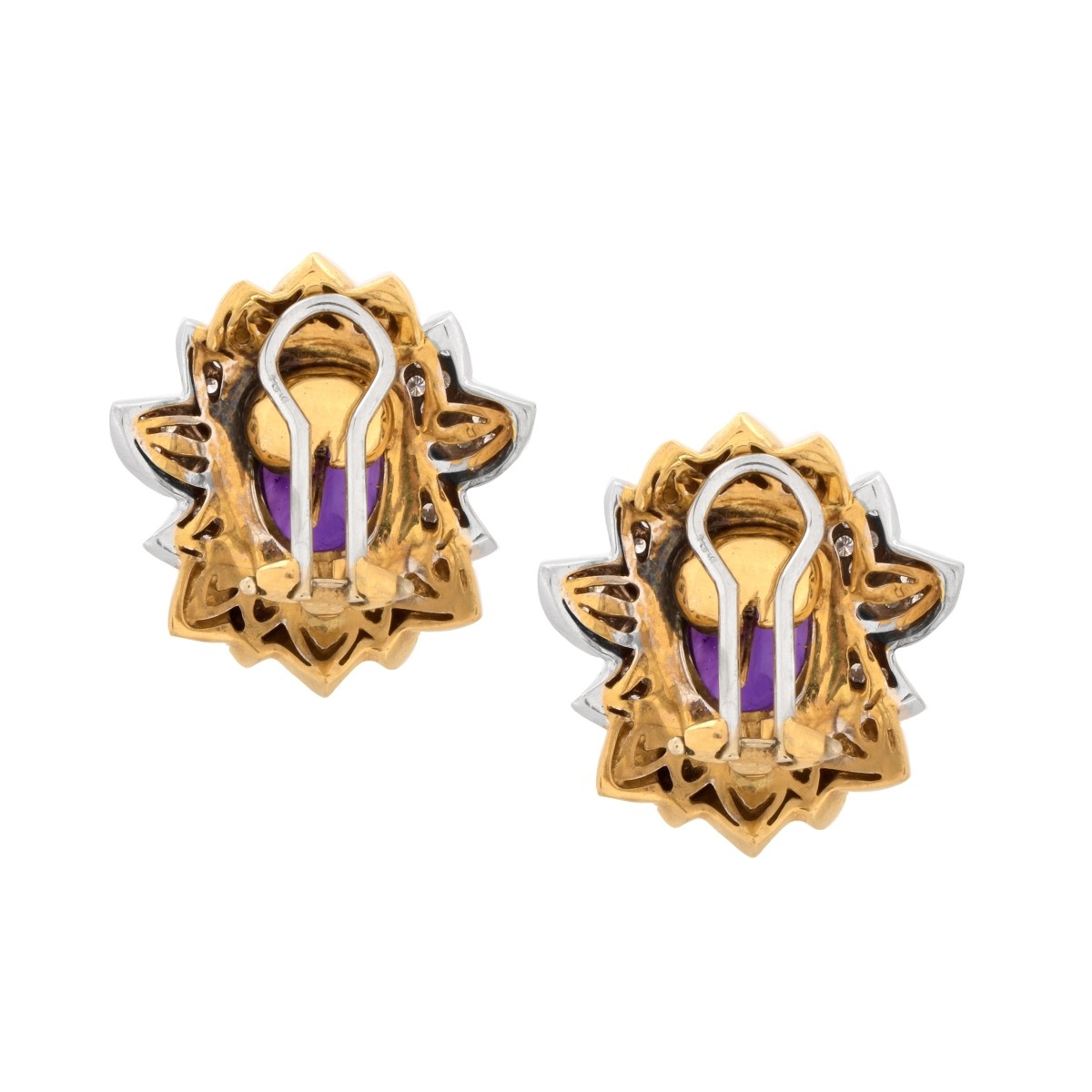 Amethyst, Diamond and 18K Earrings