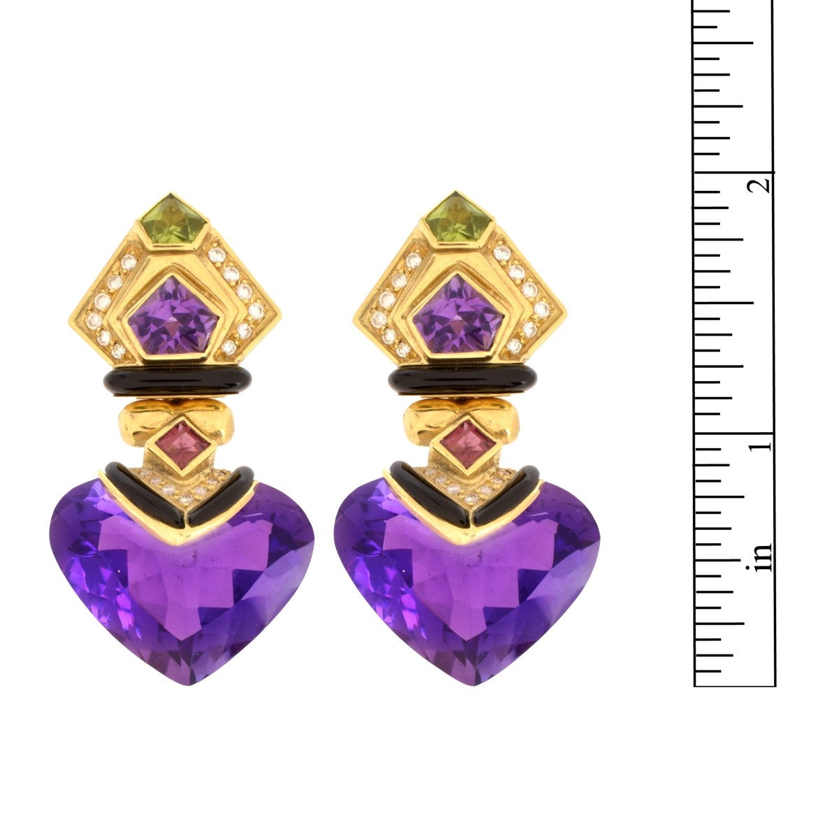 Gemstone, Diamond and 18K Earrings