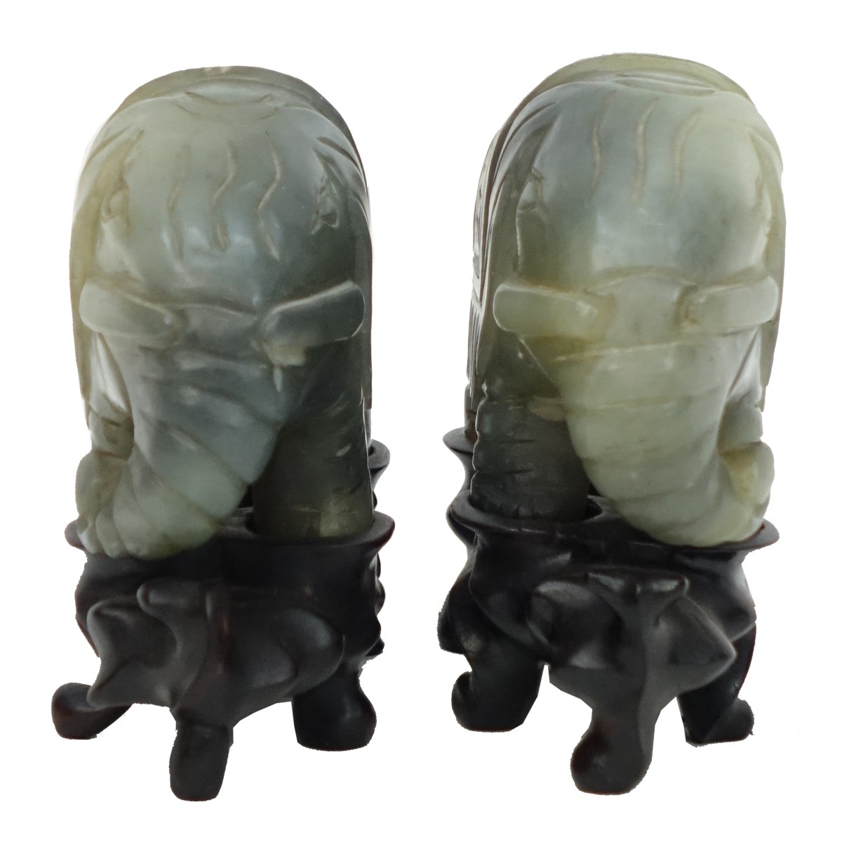 Pair of 20th C. Chinese Jade Elephants