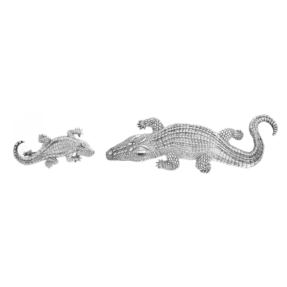 Two Sterling Alligator Pins