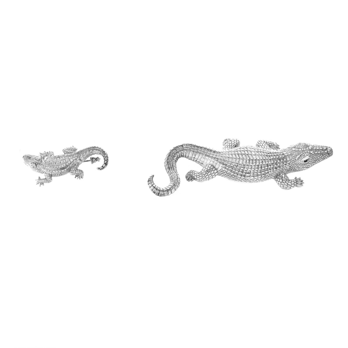 Two Sterling Alligator Pins