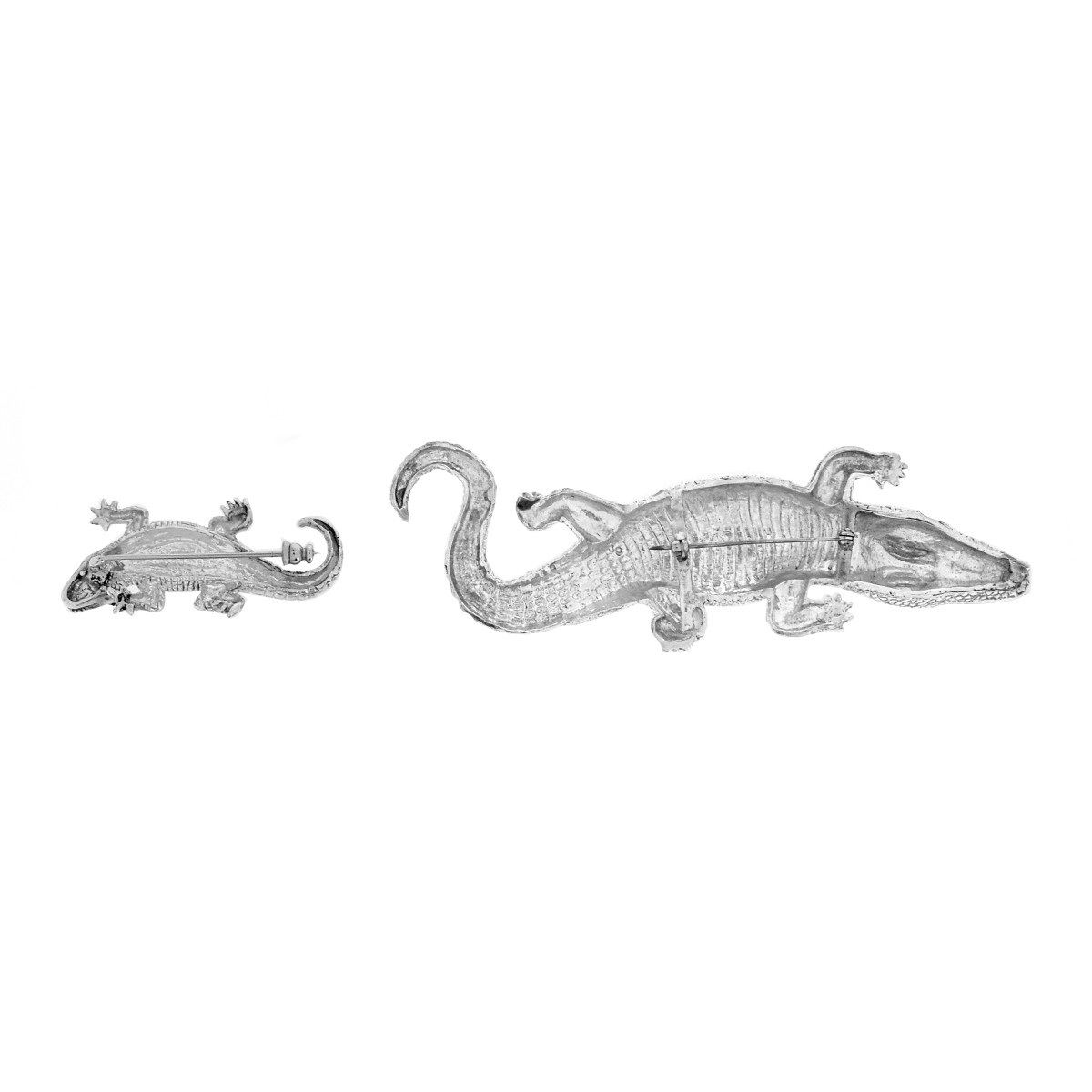 Two Sterling Alligator Pins