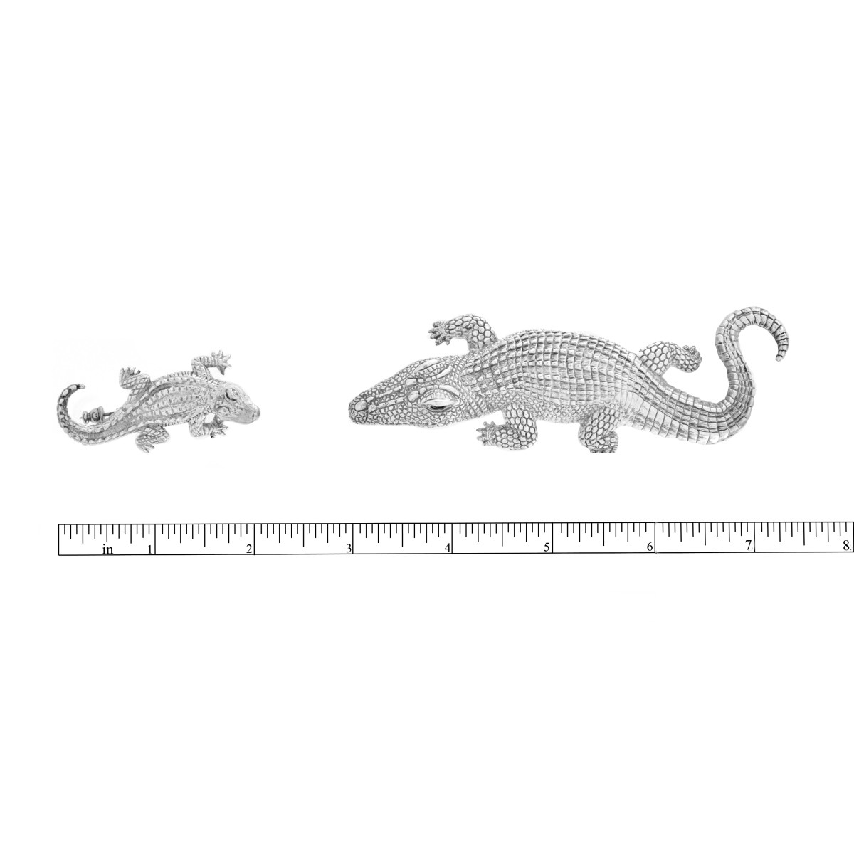 Two Sterling Alligator Pins