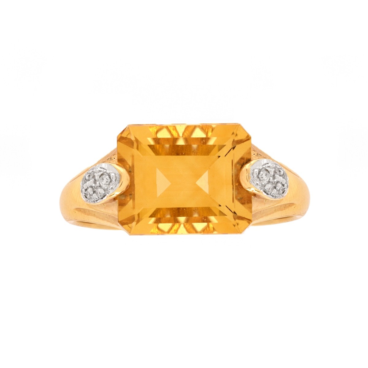 Citrine, Diamond and 14K Ring