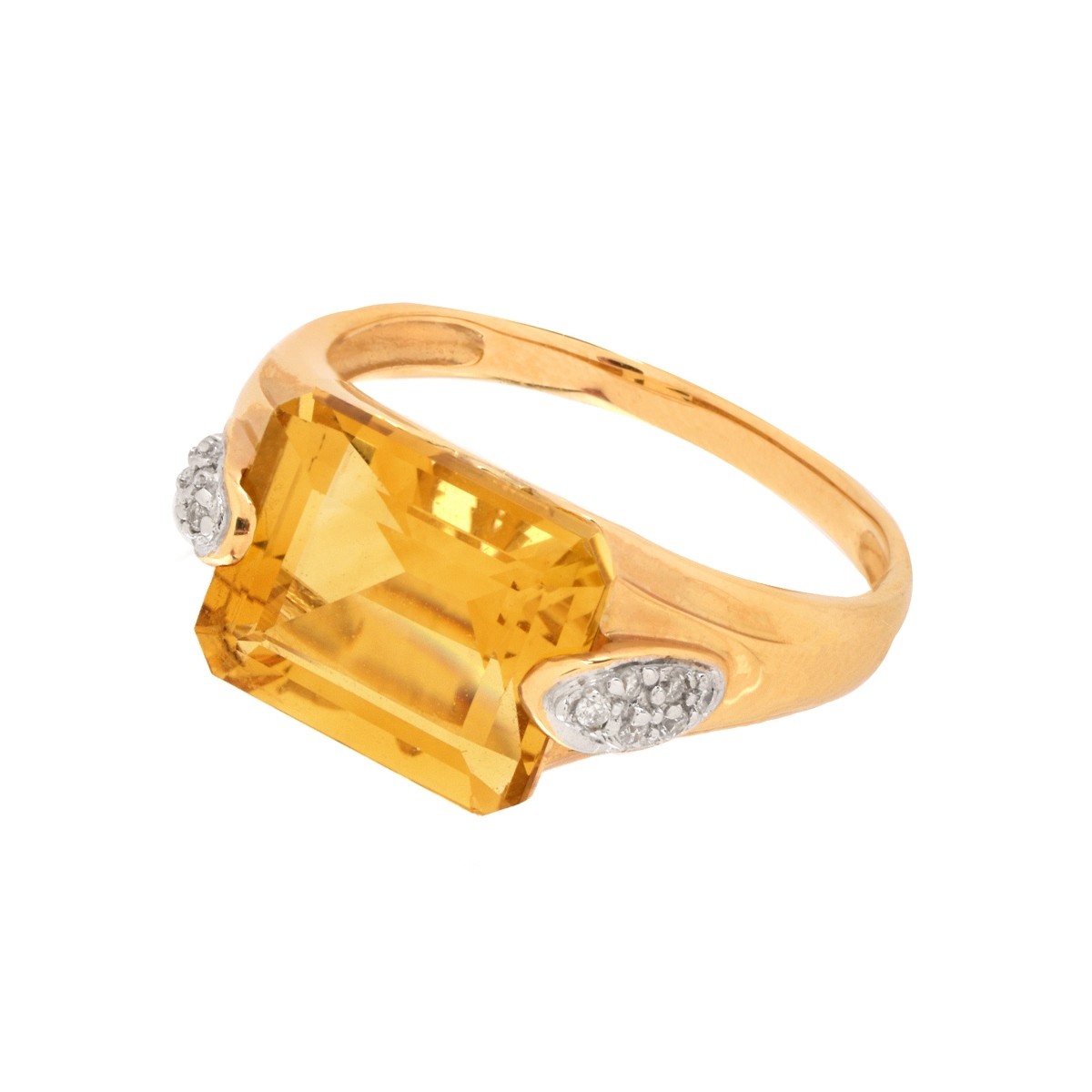 Citrine, Diamond and 14K Ring