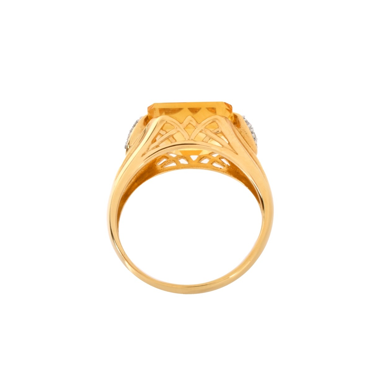 Citrine, Diamond and 14K Ring