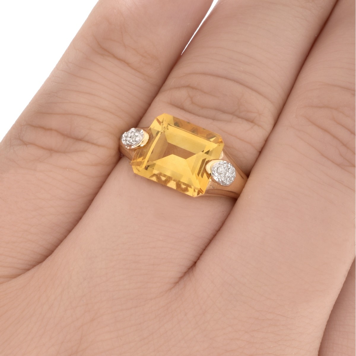 Citrine, Diamond and 14K Ring