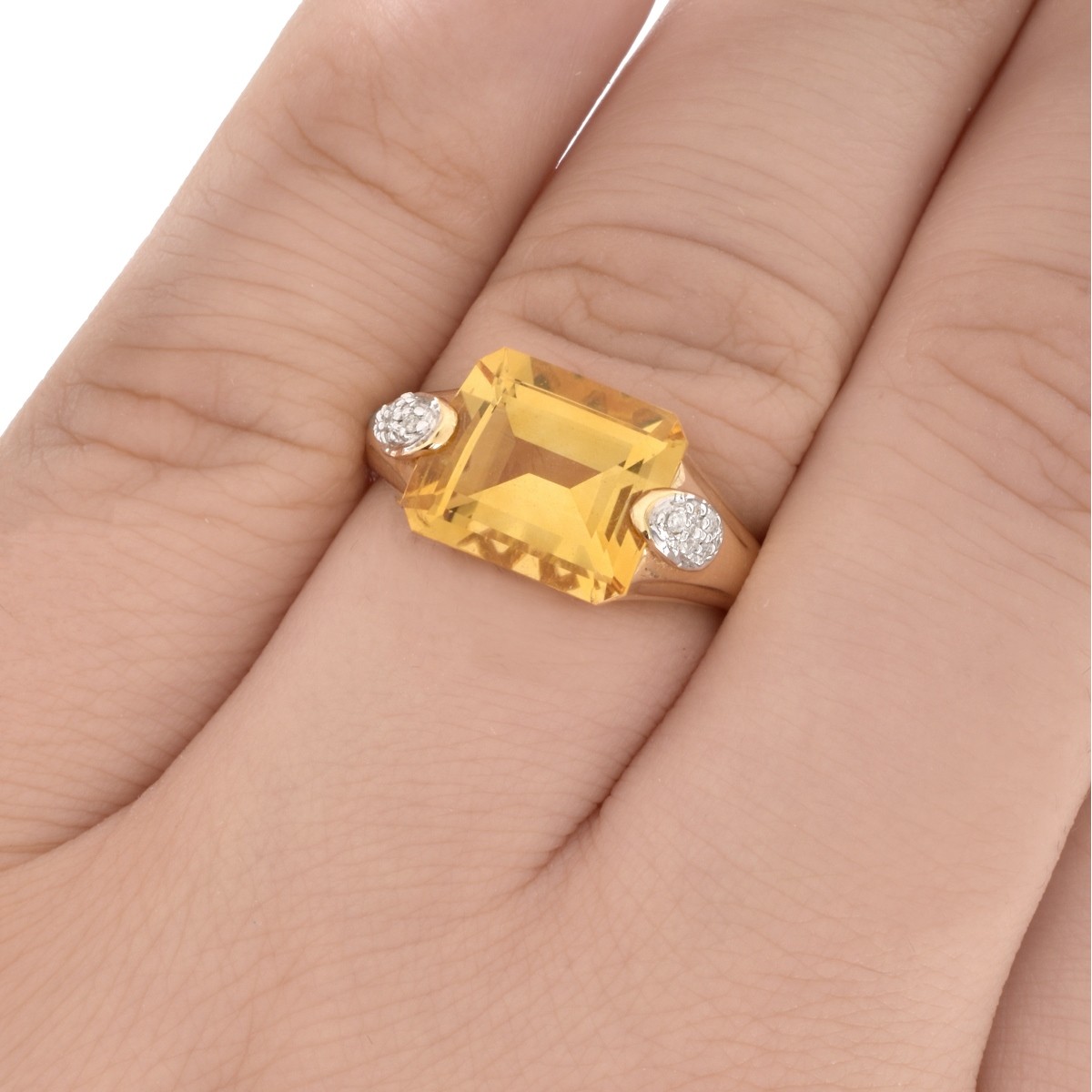 Citrine, Diamond and 14K Ring