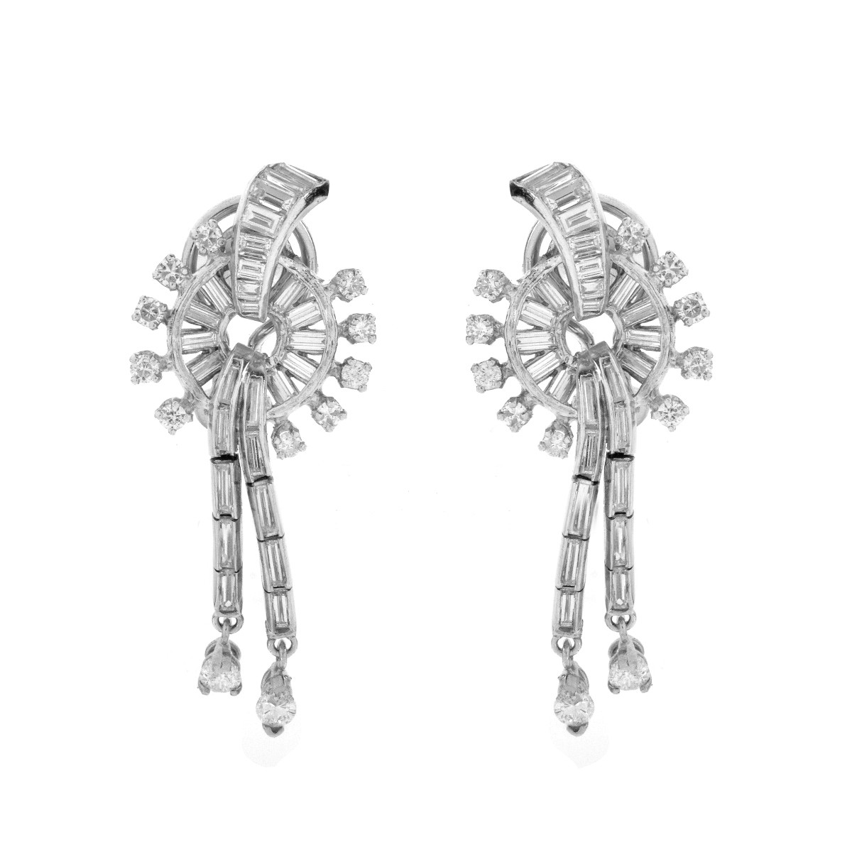 Art Deco Diamond and Platinum Earrings