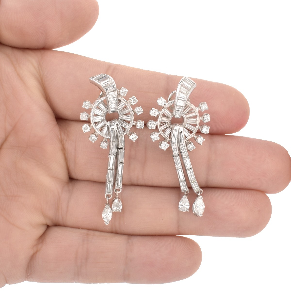 Art Deco Diamond and Platinum Earrings